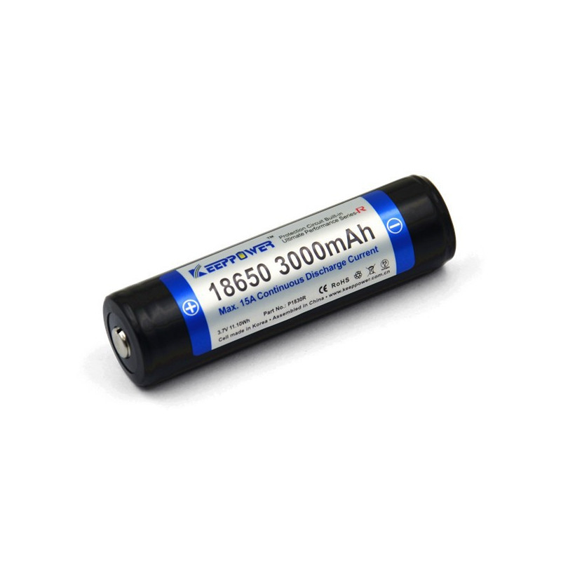 KeepPower 18650 3000mAh (skyddad) - 15A